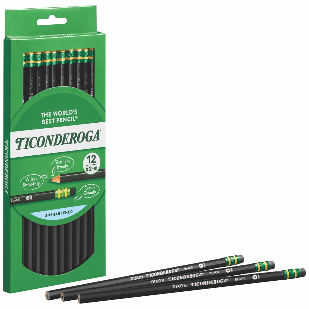 Ticonderoga Black #2/HB Graphite Pencils- box of 12 and three loose pencils shown