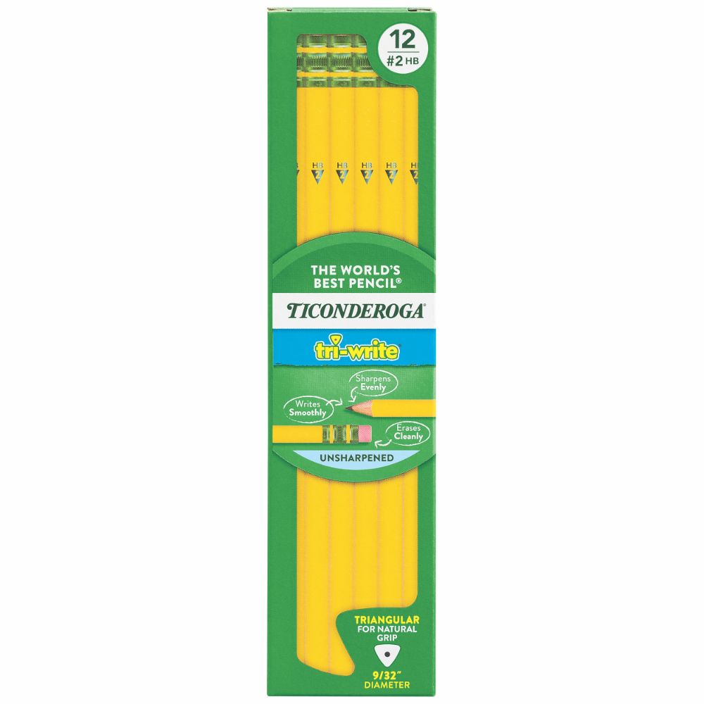 Ticonderoga Tri-Write Triangular #2/HB Graphite Pencils box of 12