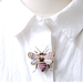 Bombus Bee Beaded Brooch Pin shown on a white shirt