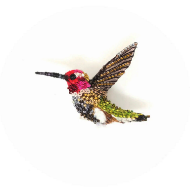 Sparkling Hummingbird Beaded Brooch Pin