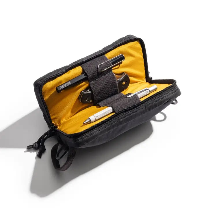 Lochby Venture Pouch- charcoal with yellow interior- Bumblebee color scheme
