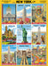 Cavallini & Co. New York City by Day Decorative Paper- an illustrated poster of New York City landmarks with colorful depictions.