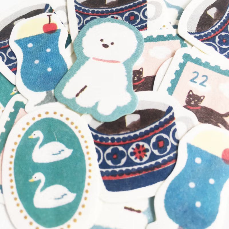 Washi Flake Stickers- Blue Themed Set close-up of stickers.