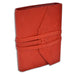 Italian Leather Wrap Journal- 5x7 Inches, Lined Pages- Refillable- red leather cover shown closed and tied