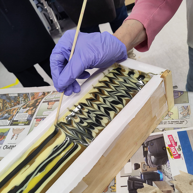 Natural Soap - A Hands-On Workshop creating the soap pattern in progress