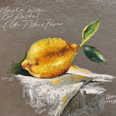 Pastels! A Useful Medium class sample drawing of a lemon