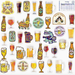 Collection of beer-themed stickers on a white background