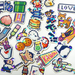 Collection of colorful pixel art stickers on a white background