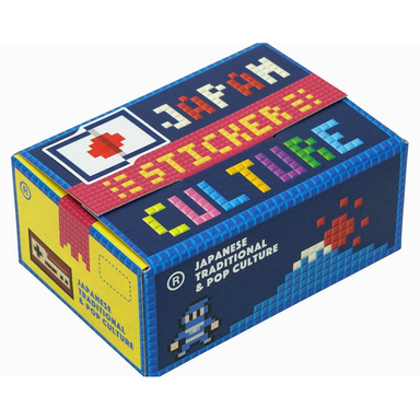 Colorful box with 'JAPAN STICKER CULTURE' text and pixelated graphics on a white background