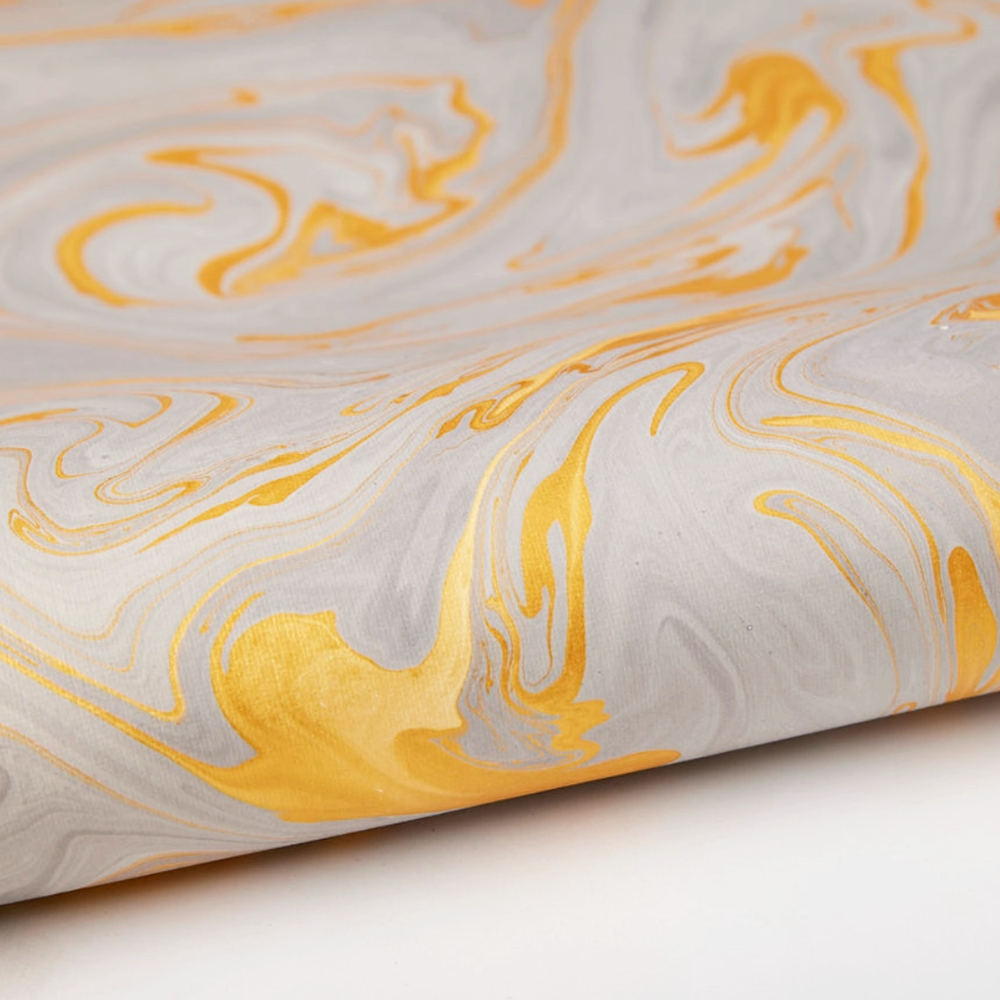 Handmade Indian Cotton Paper- Marbled Ash -Free Spirit- grey and gold-  detail