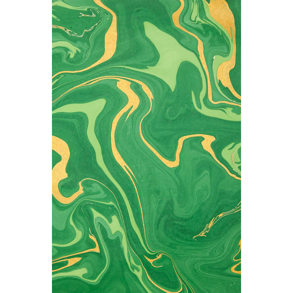 Handmade Indian Cotton Paper- Marbled Emerald -Free Spirit- green and gold-  full sheet