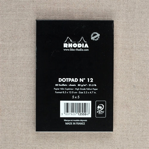 Rhodia Dot Pad, Black, 3.38 x 3.75 inches