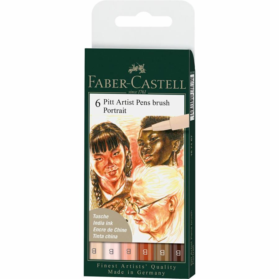 Faber-Castell PITT Artist Brush Pens- Portrait Wallet set of 6