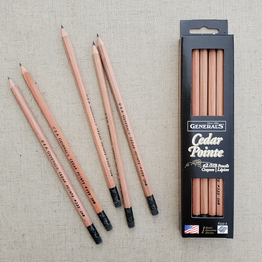 General's Pencil Cedar Pointe 2HB Graphite Pencil- Box of 12 with 5 pencils shown on the side