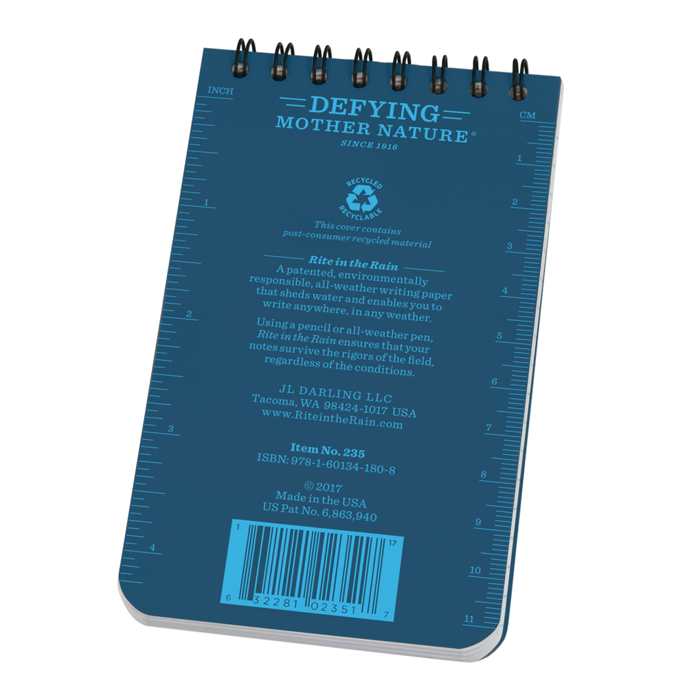 These notebook feature a blue Polydura cover (durable plastic- as the name suggests), with a strong spiral wire binding. 