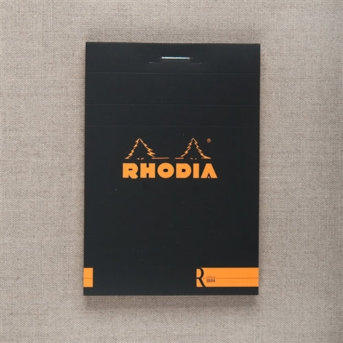 Rhodia R Lined Pad Black, 3.3 x 4.7 inches