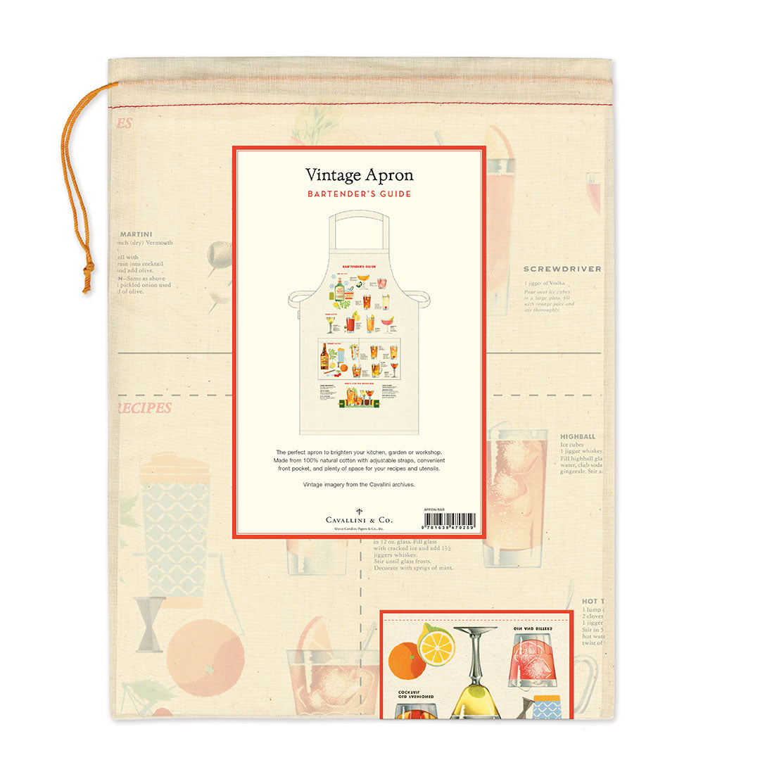 Cavallini & Co. Bartender's Guide Cotton Apron