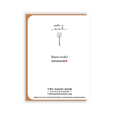 Two Hands Made A2 size greeting card measures 4.25 by 5.5 inches when folded.