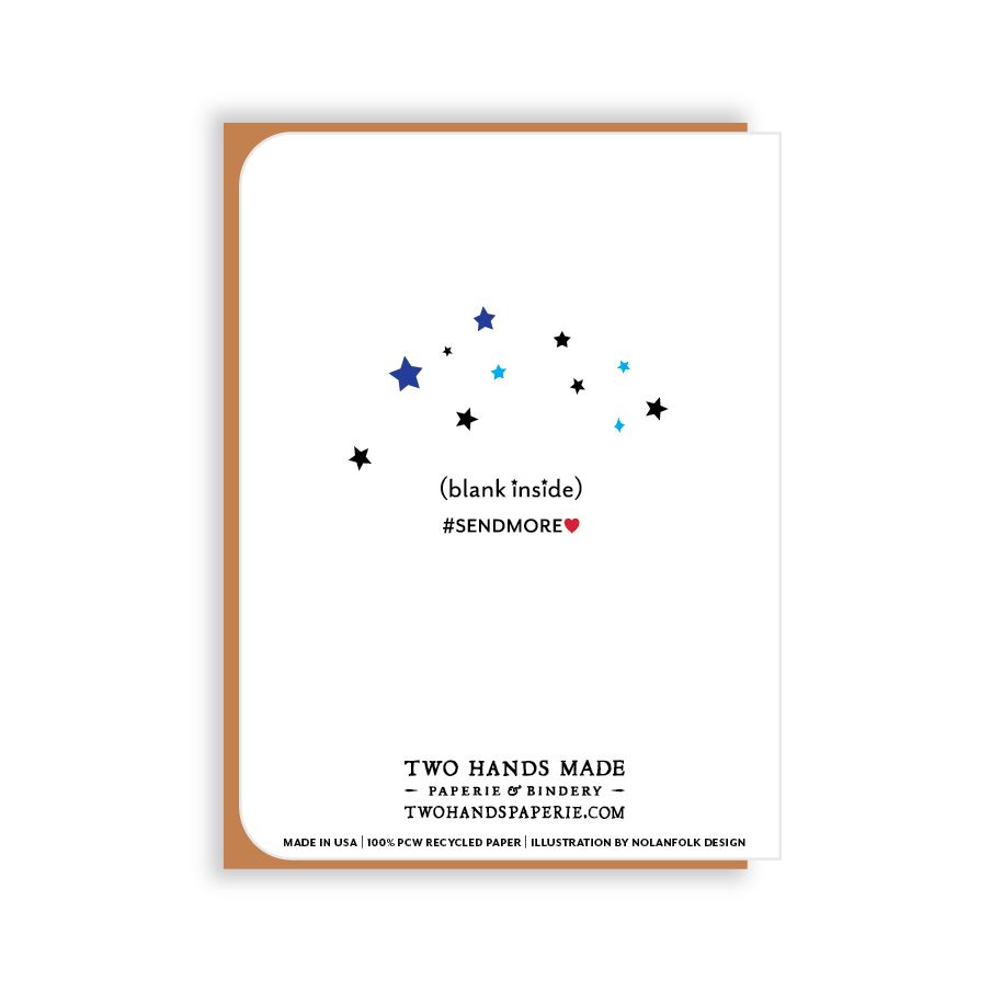 Two Hands Made- Thank You Unicorn A2 size greeting card measures 4.25 by 5.5 inches when folded