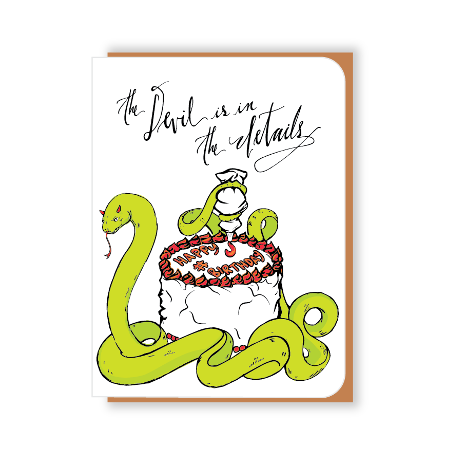 Two Hands Made-The Devil is in The Details- single greeting card is blank inside, ready for your own special message.