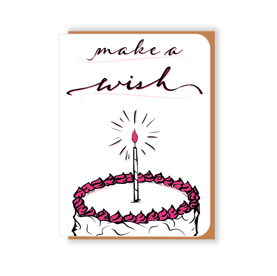 Two Hands Made- Make A Wish birthday card- with cake and candle! 