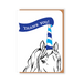 Two Hands Made-Thank You Unicorn with blue banner- single greeting card is blank inside, ready for your own special message