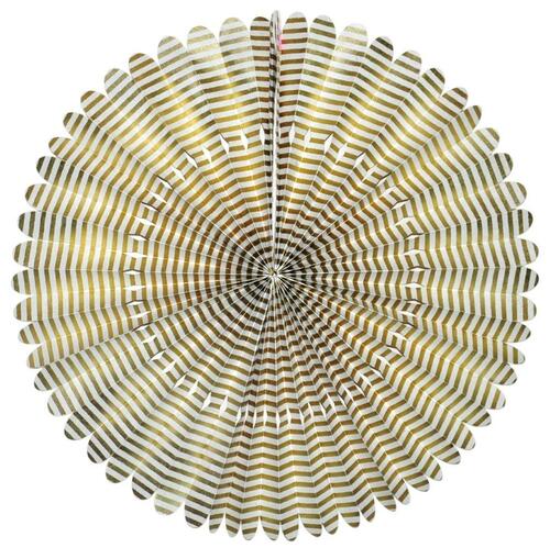 Handmade Lokta Paper Rosette- Gold Stripe- 16 Inch