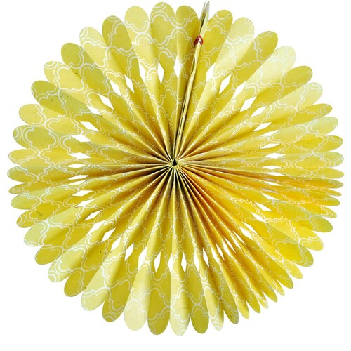 Handmade Lokta Paper Rosette- Moroccan Yellow- 12 Inch