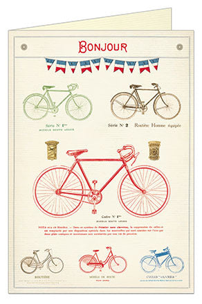 Cavallini & Co. Bicycle Bonjour Blank Single Greeting Card