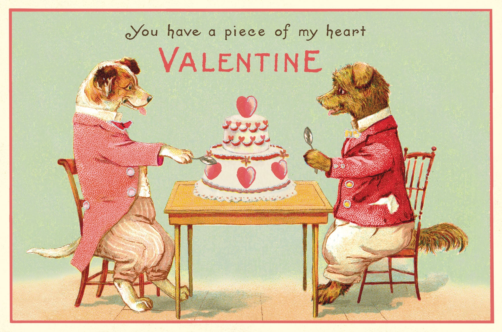 Cavallini & Co. Valentines Glitter Greeting Vintage Postcards- Dogs, Cats, and More!