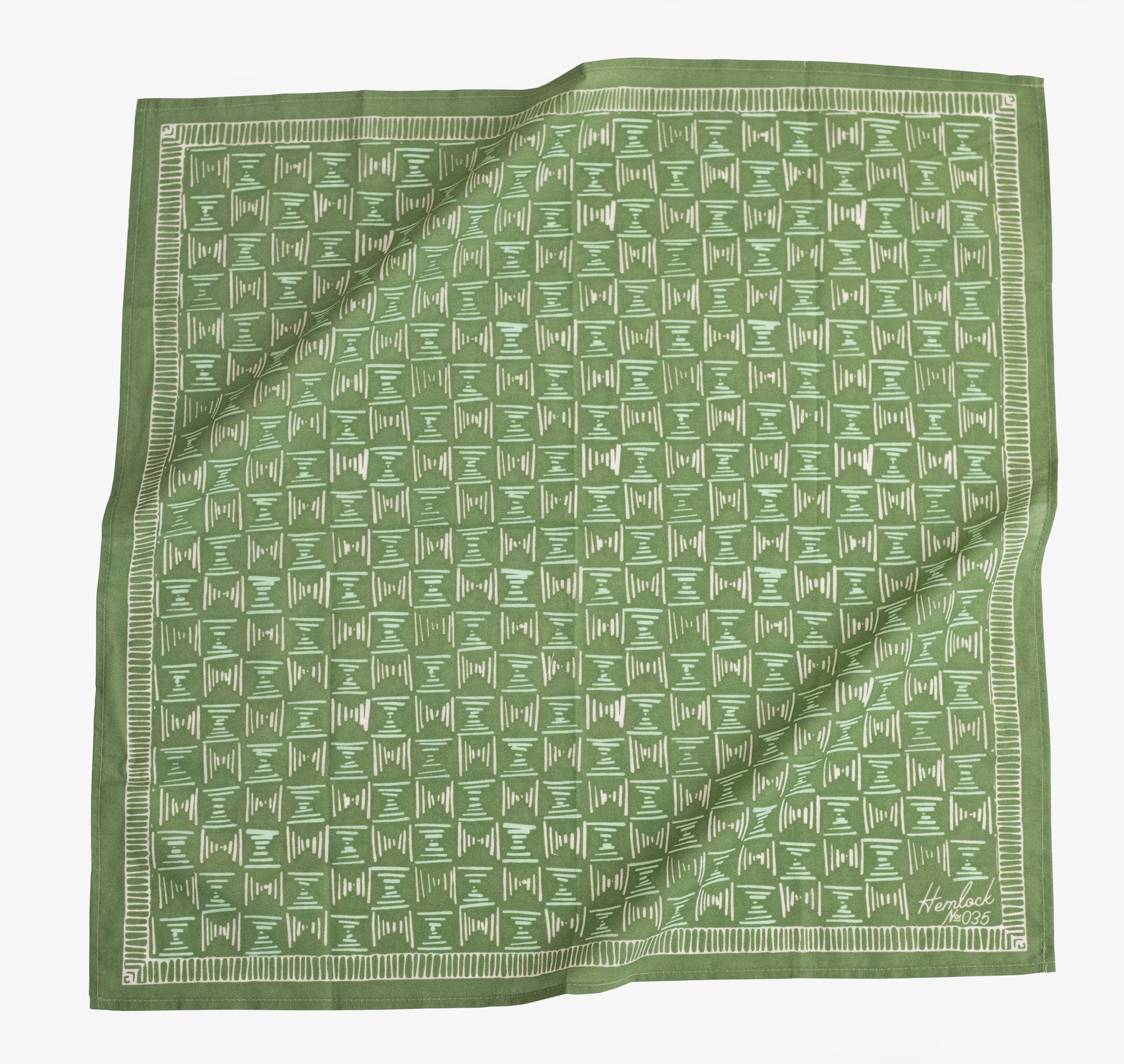 Hemlock bandanas measure 23 x 23 inches.