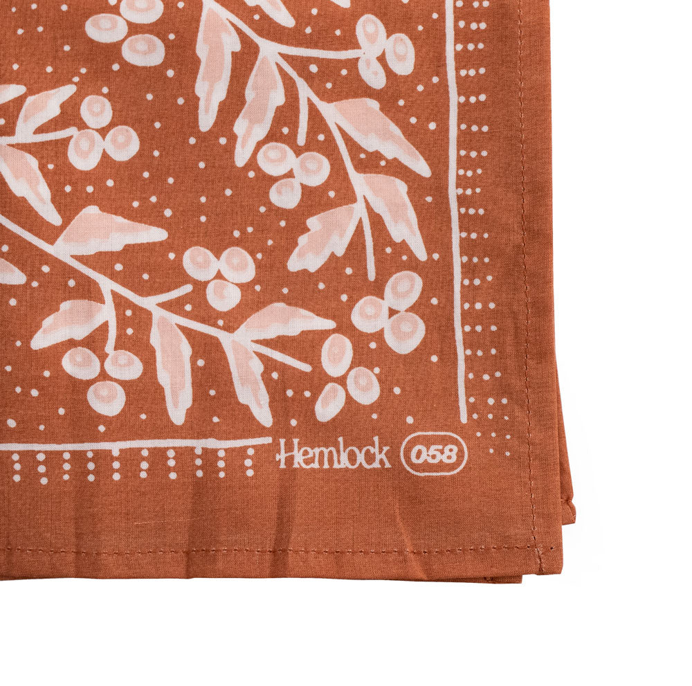 Hemlock Bandanas measure 23 x 23 inches.