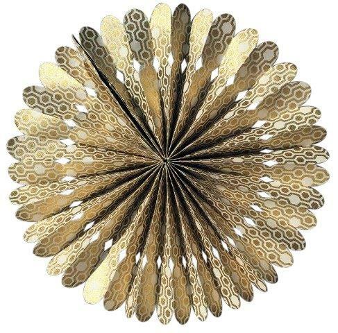 Handmade Lokta Paper Rosette- Gold Honeycomb- 12 Inch