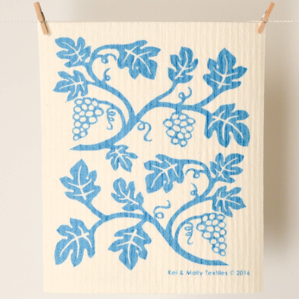 Kei & Molly European Sponge Cloth- Grape Vines- Turquoise