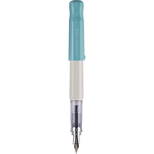 Pilot Kakuno Fountain Pen- White Body with Turquoise Blue Cap- Fine Nib