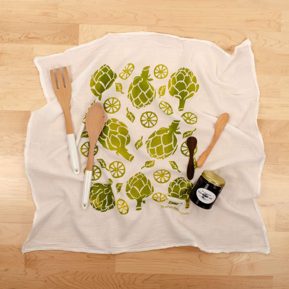 Kei & Molly Flour Sack Cotton Tea Towel- Artichokes