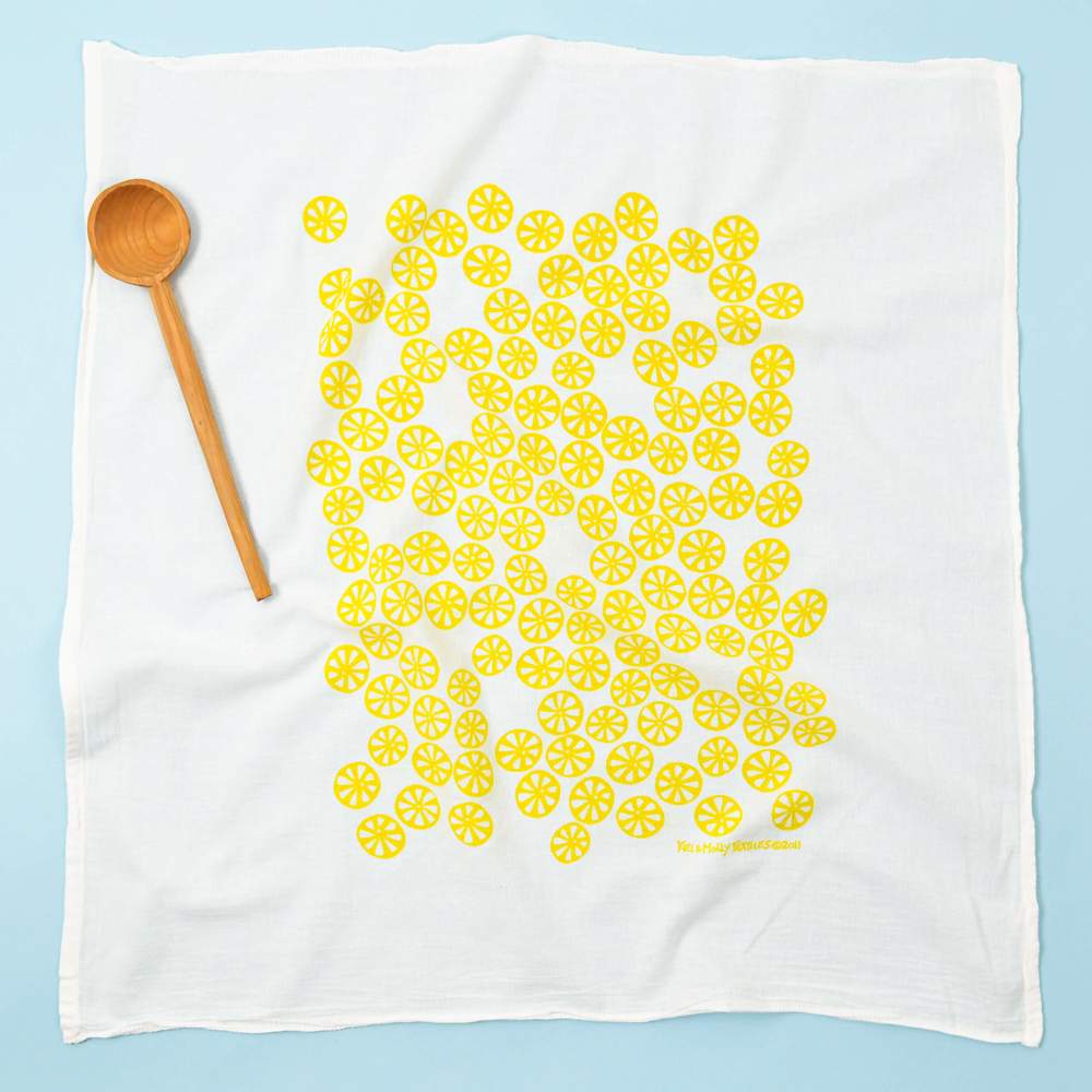 Kei & Molly Flour Sack Cotton Tea Towel- Yellow Citrus