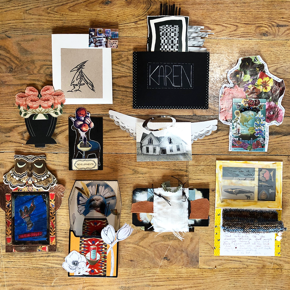 Altered Postcards Class collage samples