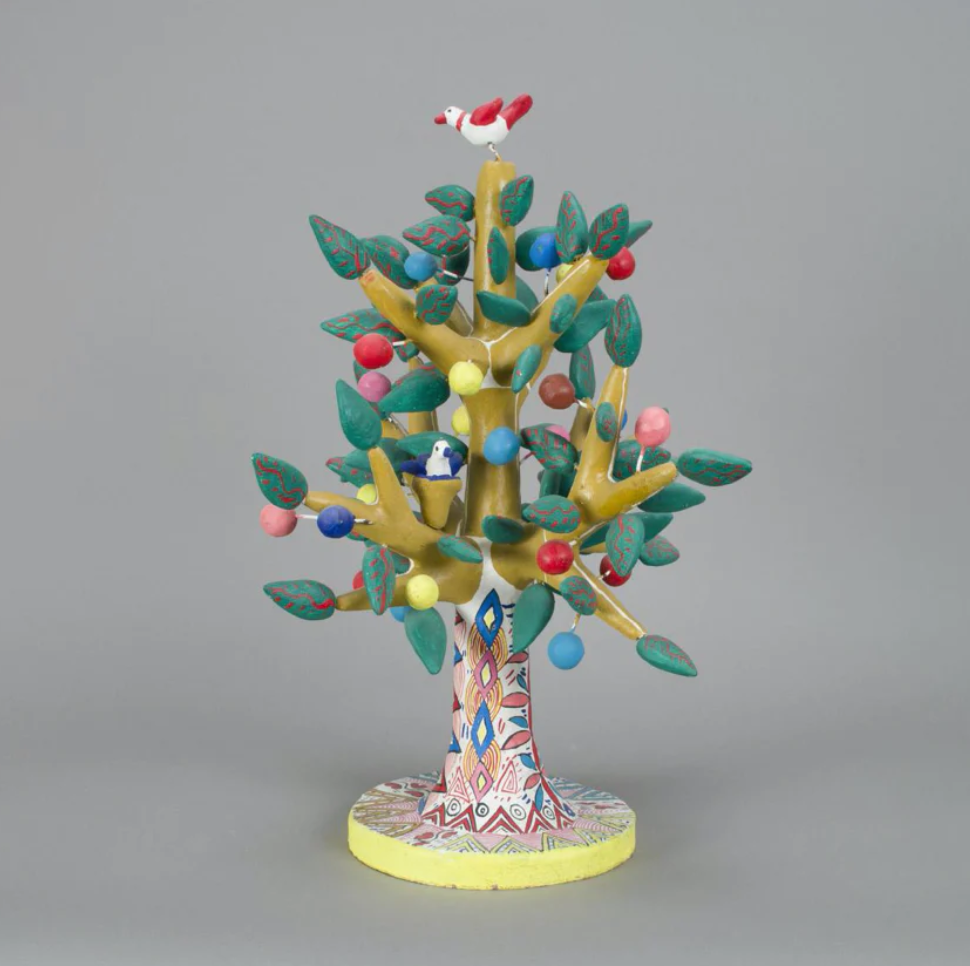 inspiration for this Tree of Life: by the artist Herón Martínez Mendoza, Mexico, Puebla, Acatlán de Osorio, painted ceramic, 1960.