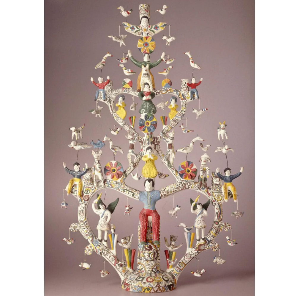 inspiration for this Tree of Life: by the artist Herón Martínez Mendoza, Mexico, Puebla, Acatlán de Osorio, painted ceramic, 1960.