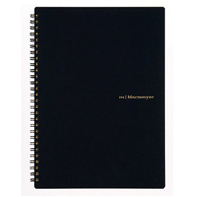 Maruman Mnemosyne Japanese spiral bound note pads feature durable, black plastic covers with rounded corners, bound with twin wire spiral binding.