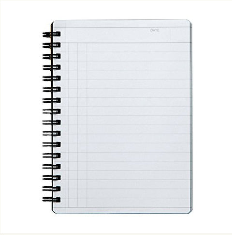 Maruman Mnemosyne Japanese spiral bound note pads feature durable, black plastic covers with rounded corners, bound with twin wire spiral binding.