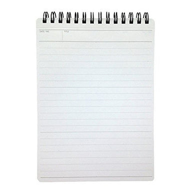 Each 80 GSM page has a "Date/No." and "Title" block in a single line at the top of the page, is lined, and split into 3 sections down the page by solid lines.