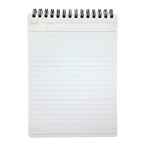 Each 80 GSM page has a "Date/No." and "Title" block in a single line at the top of the page, is lined, and split into 3 sections down the page by solid lines.