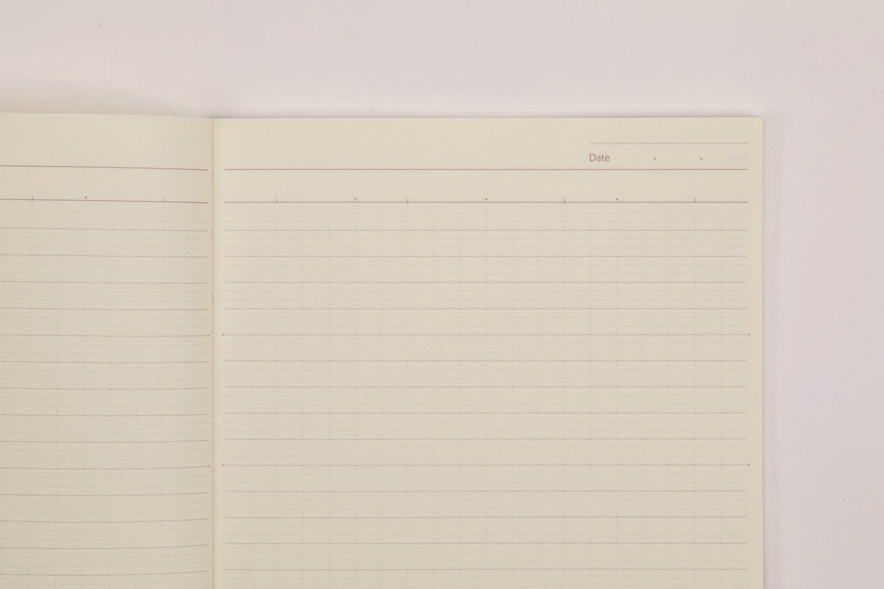 Each page has its own heading with spaces for date and title.  Smooth, cream colored paper is easy on the eye and works well with any writing instrument.