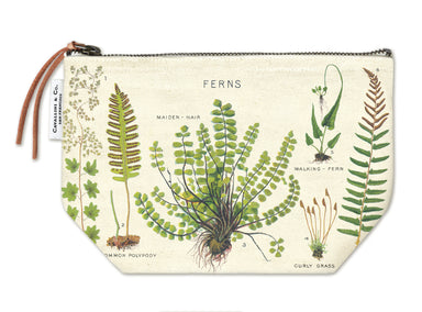 Cavallini & Co. Fern Vintage Pouch features vintage images from the Cavallini archives. 100% natural cotton bags are lined and have gusseted bottoms to stand on their own. 