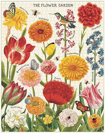 Flower Garden 1000 Piece Puzzle- Finished puzzle measures 22 by 28 inches.