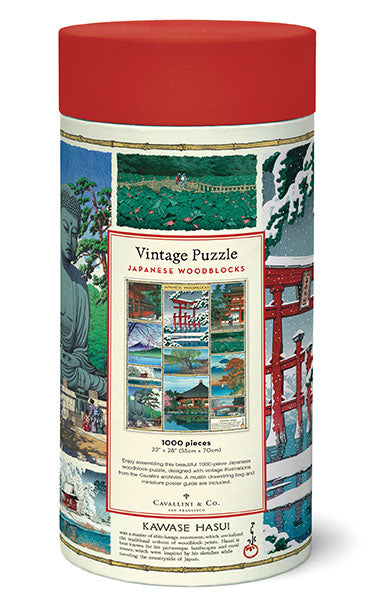 All puzzles are packaged in a 10 inch long cardboard tube, with puzzle pieces safely stored in a muslin bag inside. 