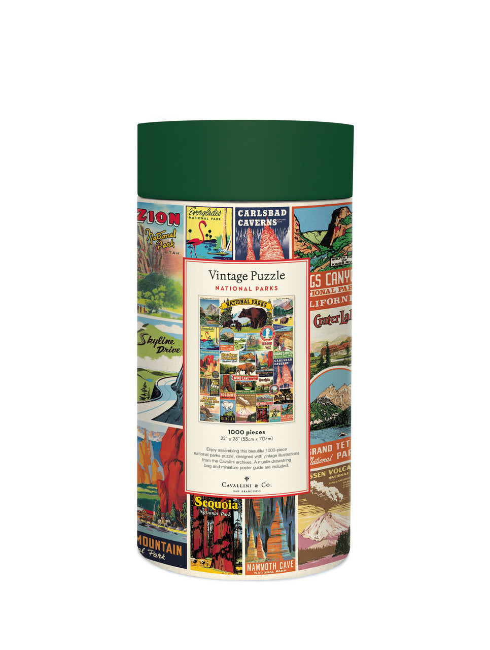 All puzzles are packaged in a 10 inch long cardboard tube, with puzzle pieces safely stored in a muslin bag inside.