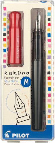 Pilot Kakuno Fountain Pen- Black Body with Red Cap- Medium Nib